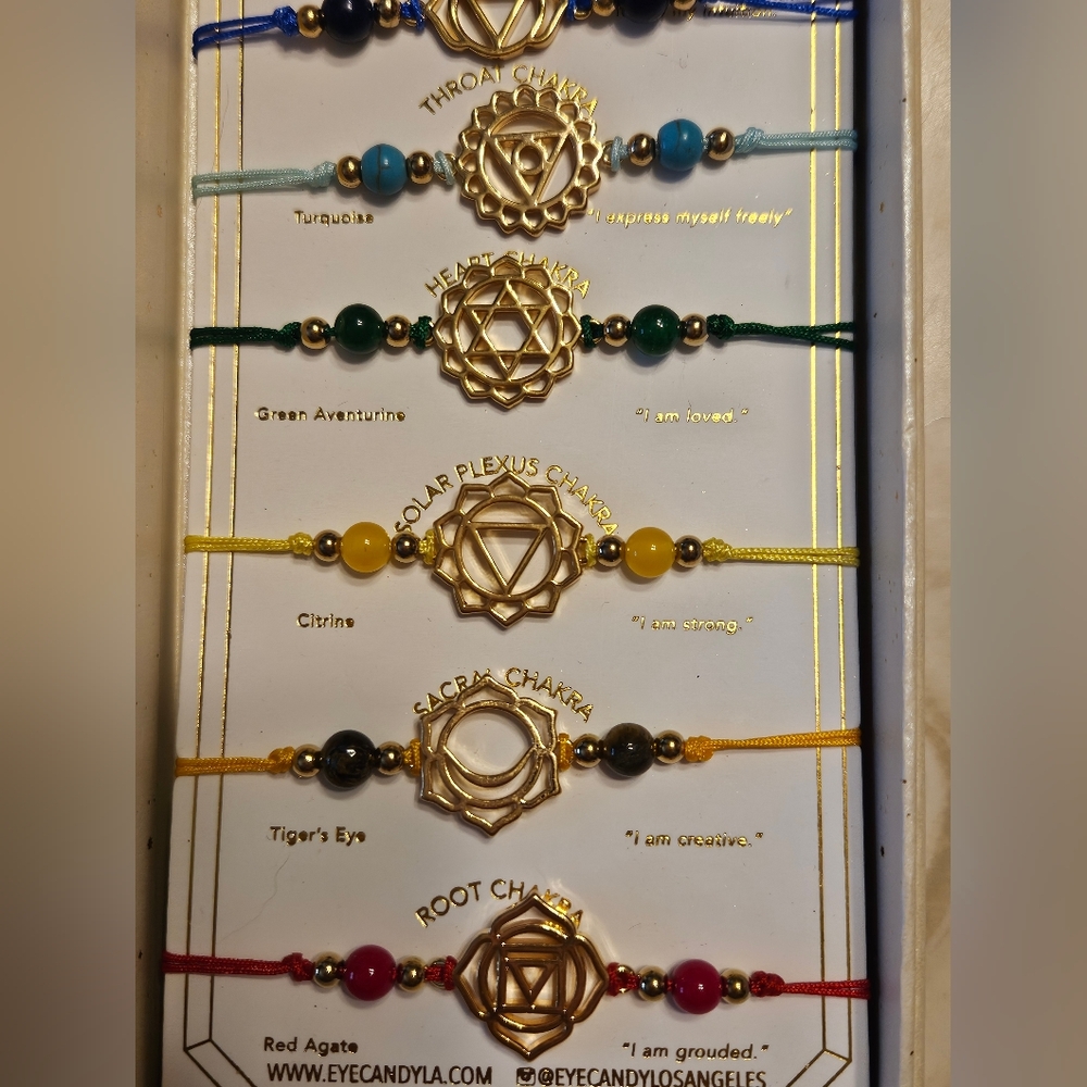 Chakra Bracelet Set with Gold Accents